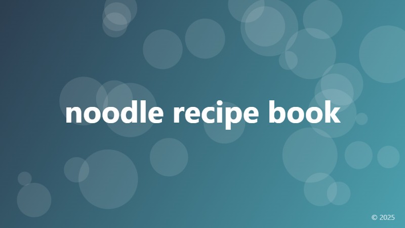 noodle recipe book